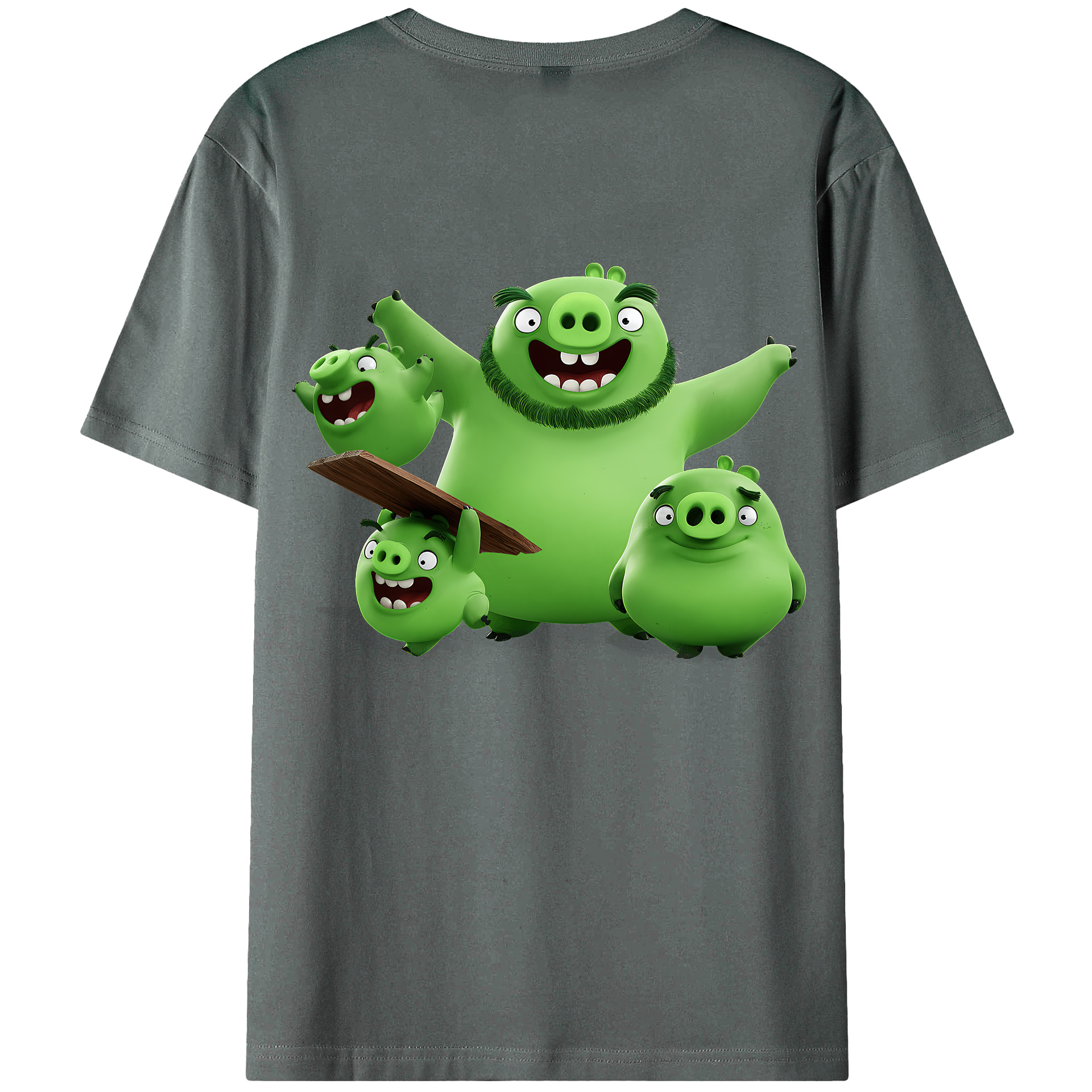 （画像用） Angry Birds アングリーバード 綿100％ メンズ半袖Tシャツ（バックプリント） 通気性